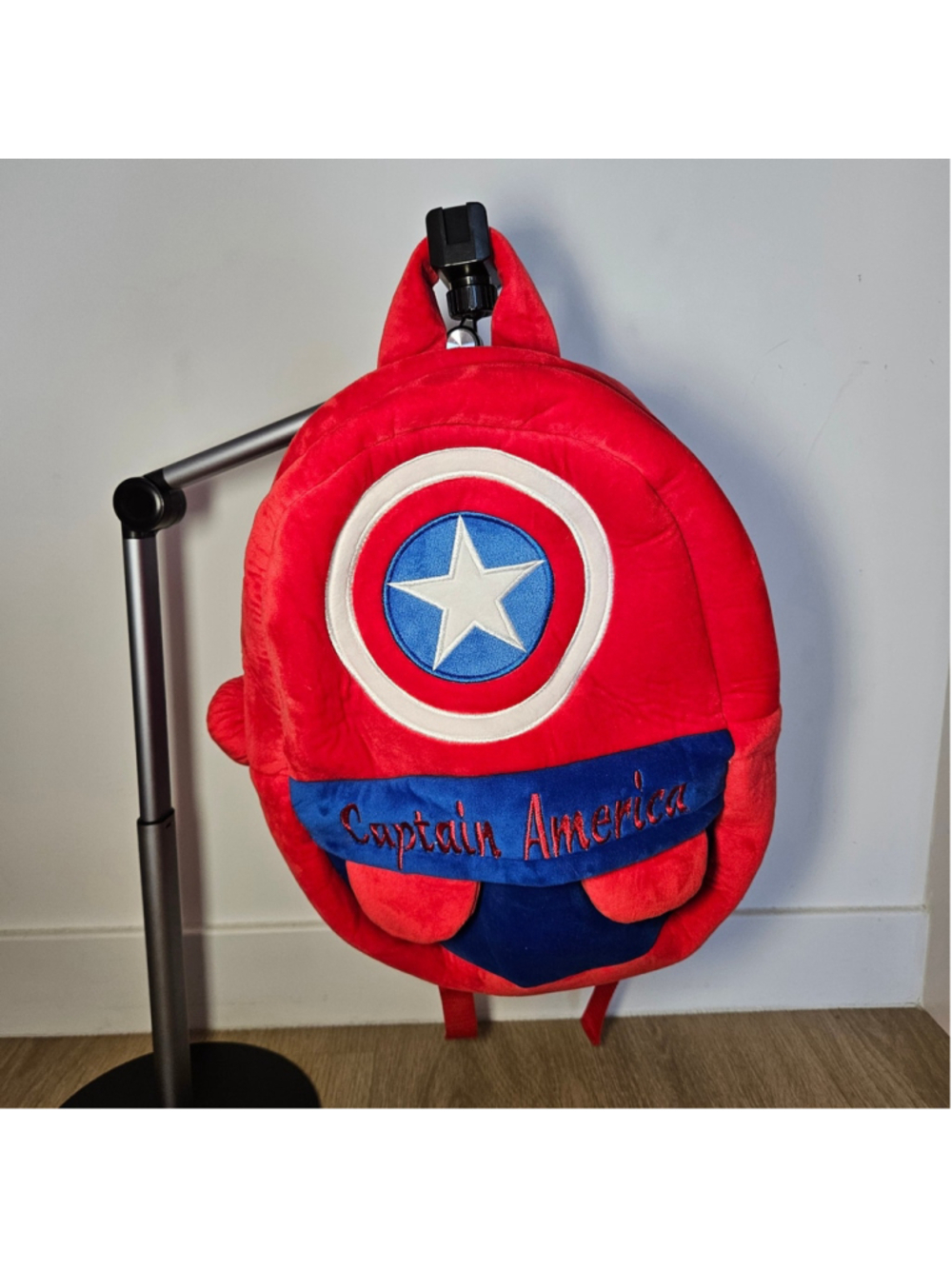 Captain America Plush Backpack Red Blue Shield Embroidered Kids Halloween